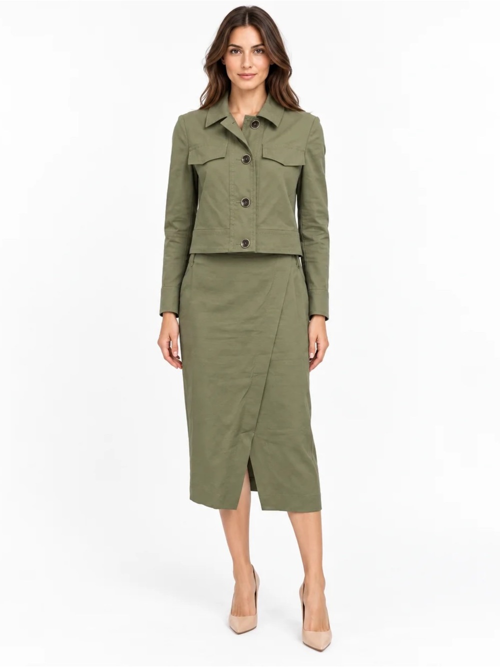 Luisa Cerano Green Jacket & Skirt Set Size 8 & 12